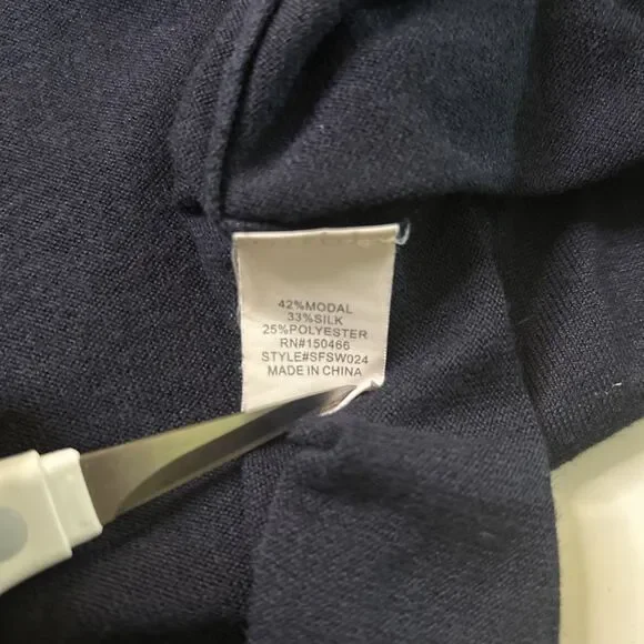 41 Hawthorn Womans Cardigan Top Blue Size Medium Solid Long Sleeve Open Front - Picture 4 of 6